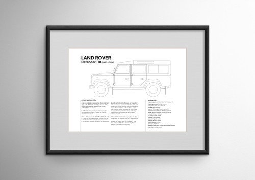 LAND ROVER DEFENDER 110 - A1 FRAMEABLE WALL ART CLASSIC CAR POSTER ...