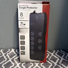 Power Gear 7ft.16/3 8-Outlet 2100J Surge Protector Power Strip Extension Cord,