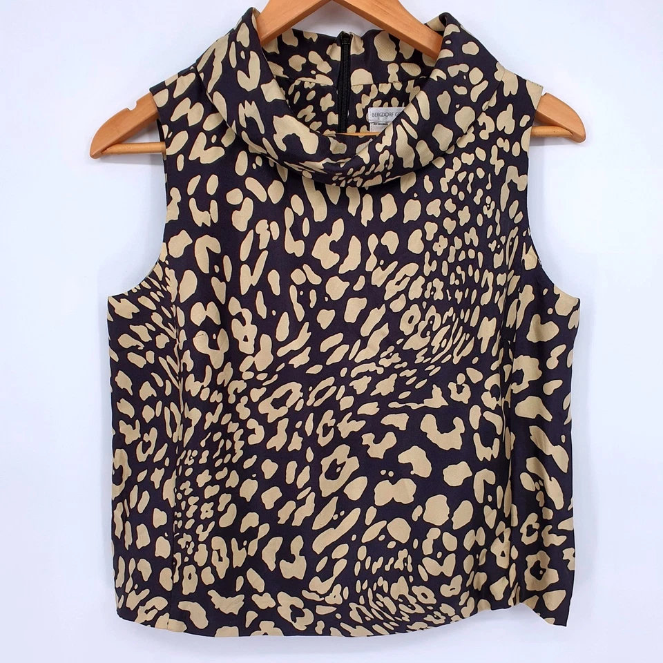 Blusa Milly of New York Mujer 100% Seda Estampado Animal Dinero Antiguo Talla 6 Atemporal Foto 2 de 4