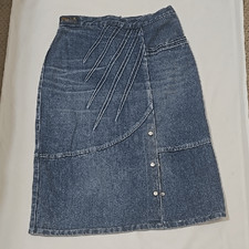 Vintage, Chic Blue Denim Pencil Skirt