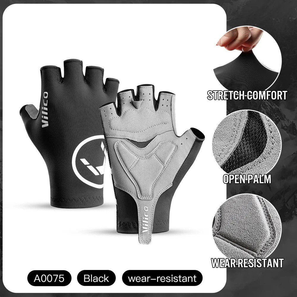 Breaking Wind Cycling Half Finger Gloves Anti Slip MTB Road Bike Racing Mittens