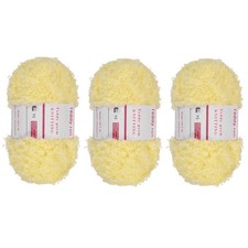 3 Pcs Fur Yarn Soft Fluffy Chunky Yarn Fuzzy Yarn Yellow for Crocheting, 50m