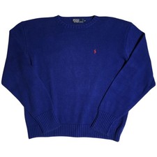 Vintage Polo by Ralph Lauren Sweater Mens Size XL Blue Knit Crewneck Long Sleeve