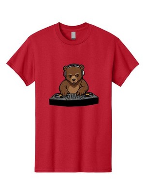 Dj-Bear Mens Graphic Tee, 100% Cotton, Casual Summer Wear