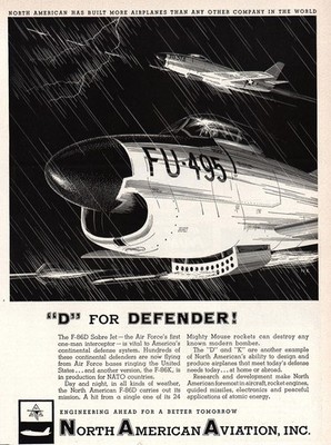 1955 North American Aviation: D For Defender Vintage Print Ad