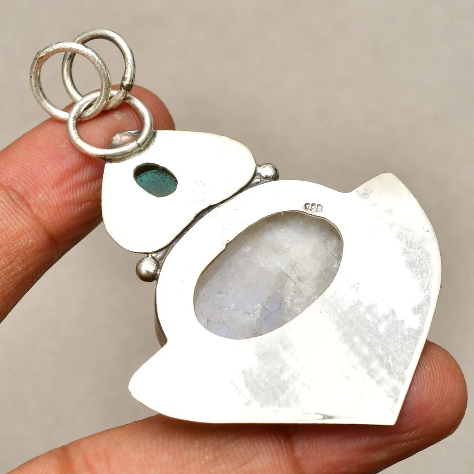 Ciondolo gioiello in argento sterling 925 fatto a mano con pietra di luna 2,55" - Immagine 4 di 4