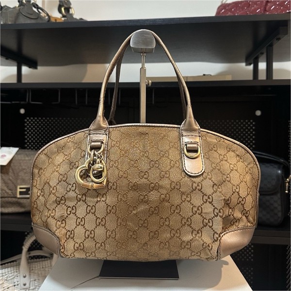 Gucci Metallic Bronze Ombre Heart-Bit Satchel Bag