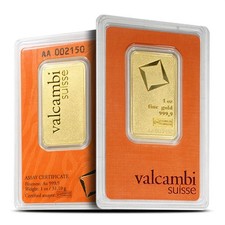 1 oz Valcambi Matte Gold Bar (New w/ Assay) 4545.44 per troy oz