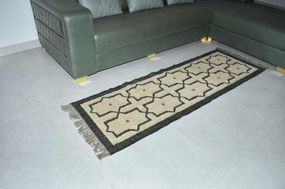Rug Traditional Handmade Jute Wool Kilim Runner Carpet Handmade Home Decor Rug