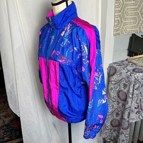 Vintage ASICS 90’s Windbreaker Athletic Track Jacket Y2K Blue Pink & Purple - Picture 9 of 16