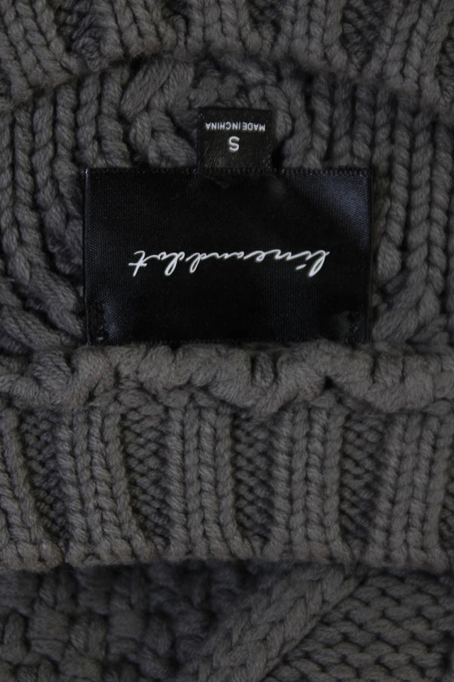 Suéter pulôver feminino Line And Dot algodão com franja acabamento cabo malha cinza tamanho P - Imagem 4 de 4