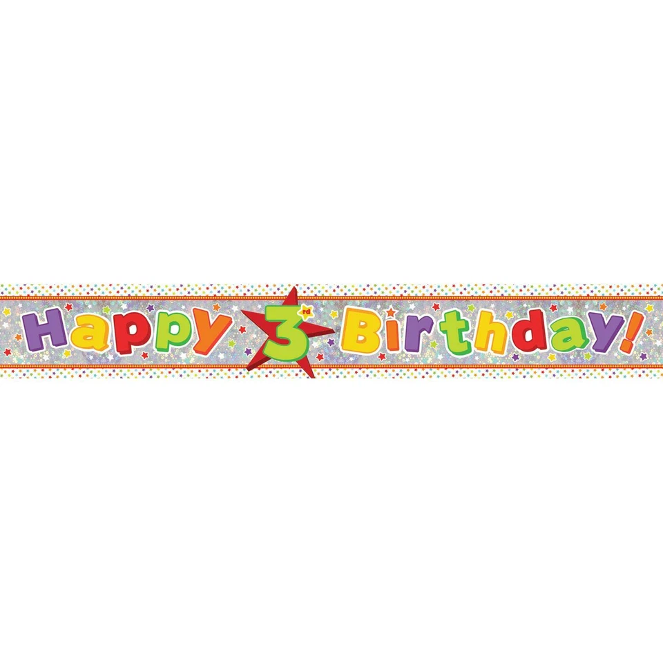 Coloré 3rd Anniversaire Étoilé Feuille Bannière 2.7 Mètre Anagram Amscan 9900015 - Photo 3/4