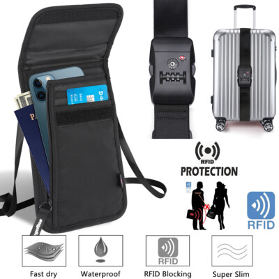 Anti Theft Neck Wallet, Credit Card Money Pouch Concealed Travel