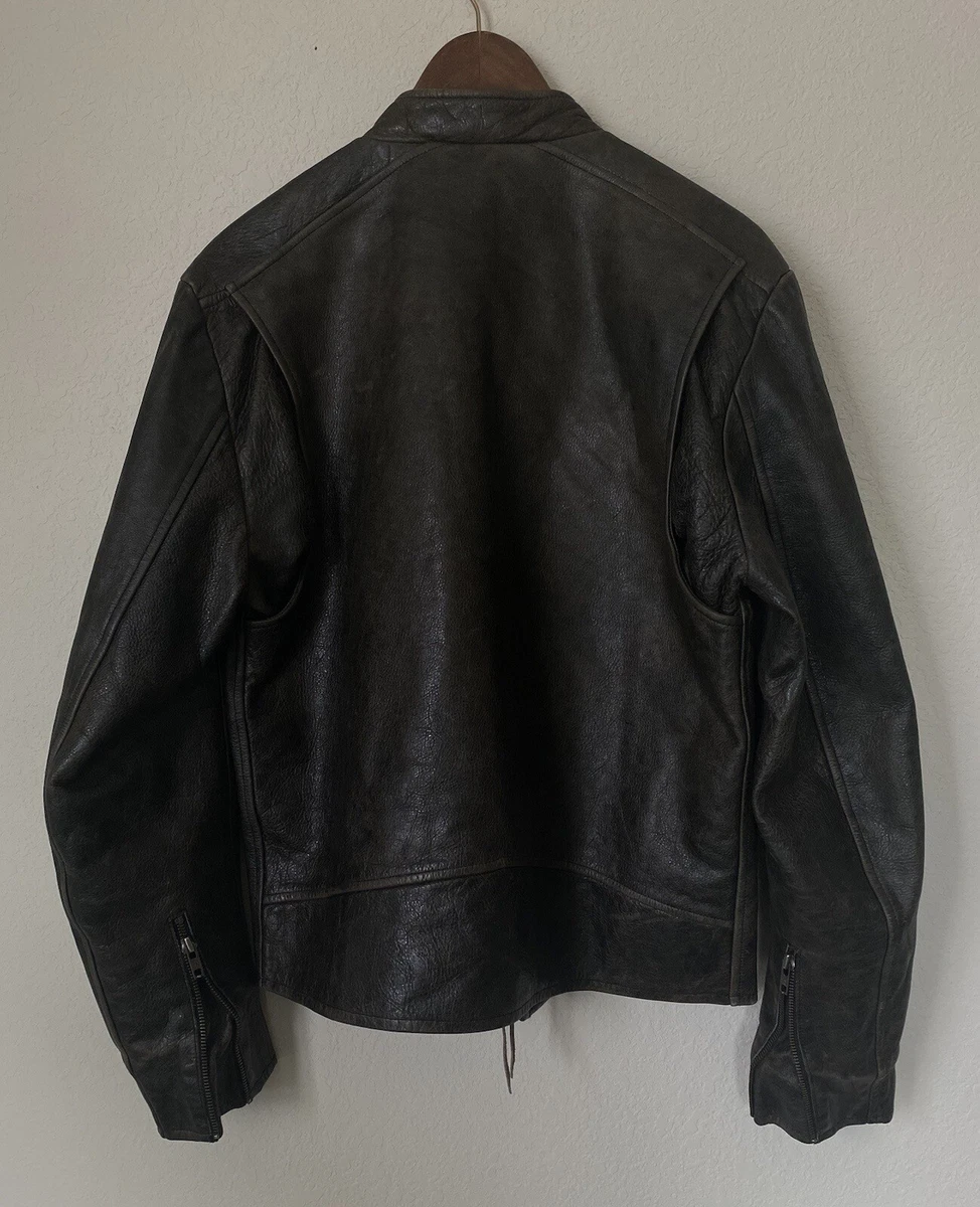 Ralph Lauren RRL Slim Fit Leather Moto Jacket Size Medium M Brown RRL Cafe 40s