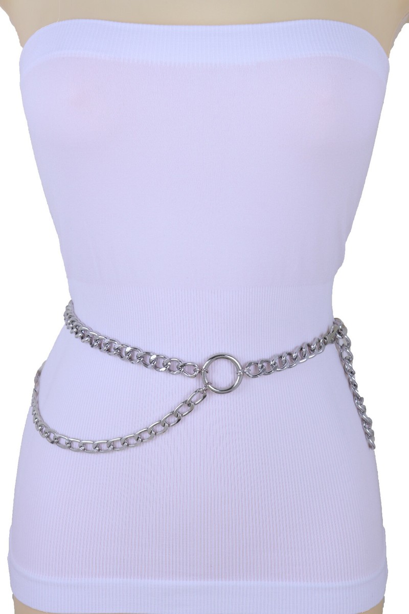 ラウンド用品・アクセサリー cc Women Accessory Belt SilverColor Metal Chain Link Side