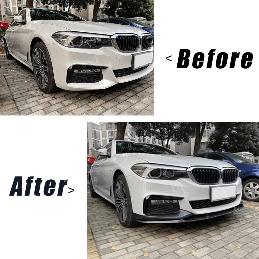 Para 2017-2020 BMW 5 Series G30 G31 M Sport para-choque dianteiro spoiler labial preto brilhante - Imagem 3 de 4