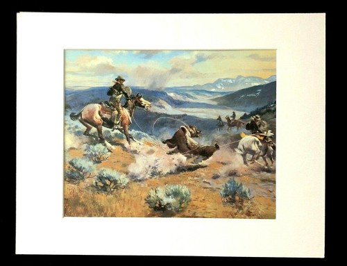 Charles M Russell "Loops and Swift Horses are Surer than Lead" 11 x 14 Matted - 第 1/3 張圖片