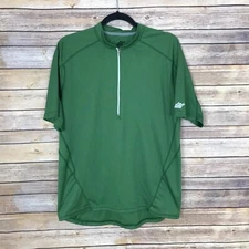 Eastern Mountain Sports Shirt Mens M Green 1/4 Zip Cycling T-Shirt Pocket Solid