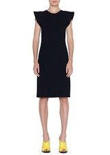 AKRIS PUNTO Black Wave Structured Shoulder Viscose Knit Dress 8 US M UK12 40/44