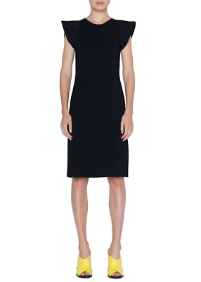 AKRIS PUNTO Black Wave Structured Shoulder Viscose Knit Dress 8 US M UK12  40/44 | eBay