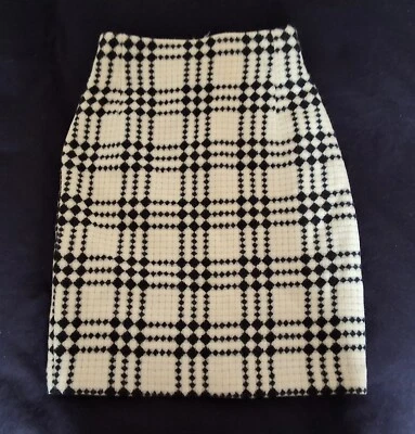 CAROLL : Jupe à Carreaux Noir/Blanc 100% Laine Taille 38 soit 36/38 NEUVE - Photo 1/4