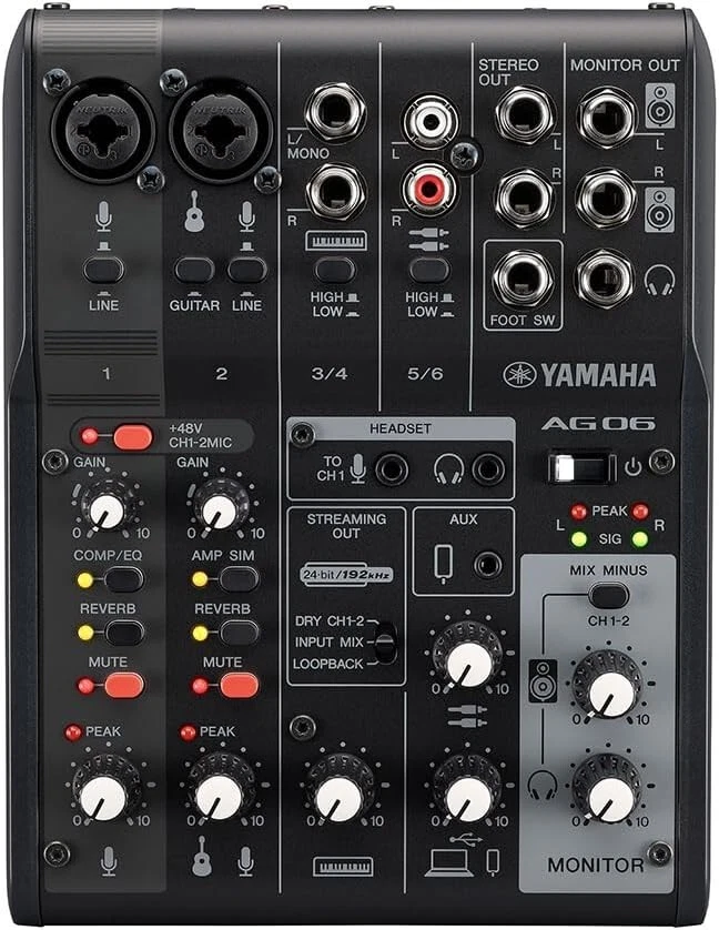 YAMAHA AG06 AG06MK2 B Black 6ch Live Streaming Mixer USB Audio Interface NEW BOX - Image 2 of 4