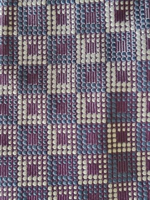 TURNBULL & ASSER SEIDENKRAWATTE FLIEDER HIMMELBLAU & WEISS MIT TUPFEN QUADRATEN EINE SCHÖNHEIT