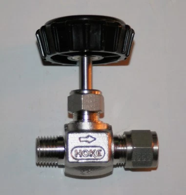 3/8" OD Tube x 1/4" MNPT 316ss Needle Valve (5000 Psi) HOKE 3812H46Y