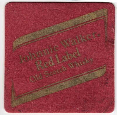 Beer/Whiskey Coaster: Johnnie Walker Red Label Old Scotch Whiskey Vintage