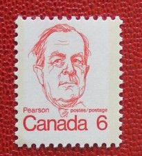 Canada 6 cent stamp 1973 - 1976 MNH # 591 Lester B. Pearson