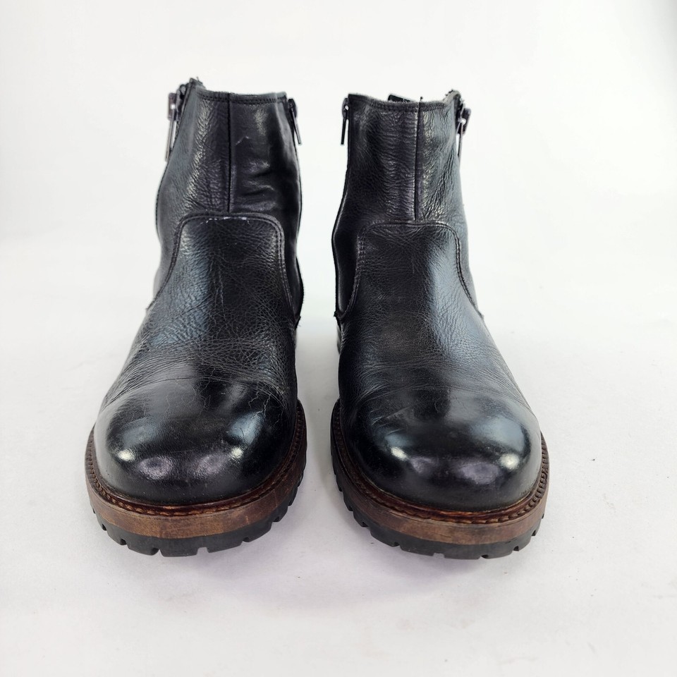 Bullboxer KAMDYN BOOT Men's US 9 Black Leather Double Zip Ankle Combat