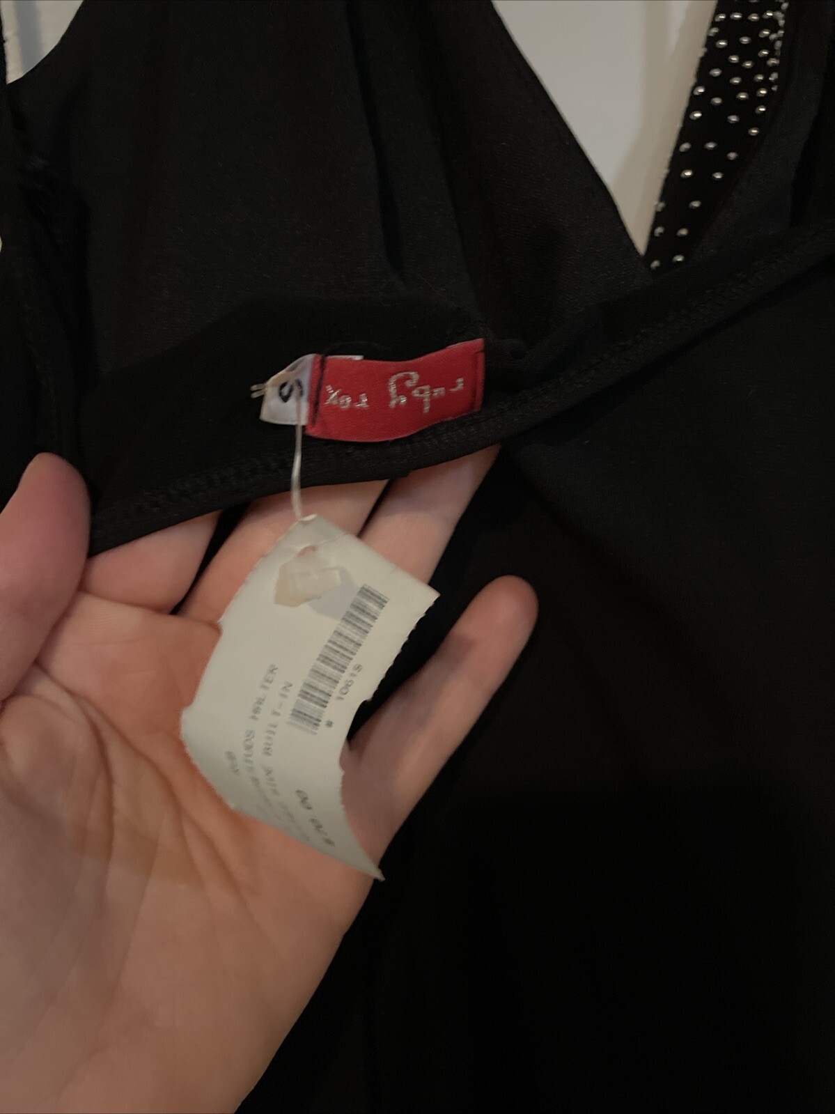 90s Y2K Ruby Rox Black Halter Rhinestone Ruched F… - image 6
