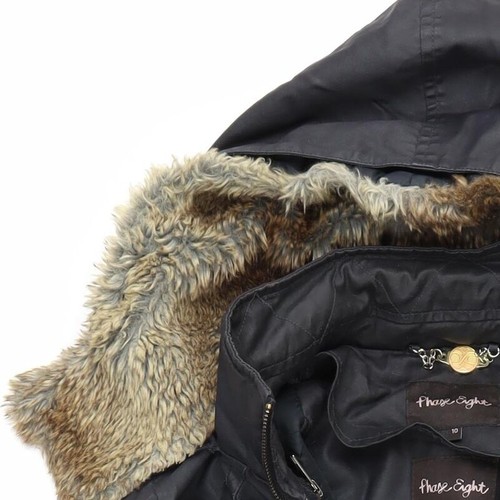 Phase Eight Women's Black Parka Coat Size 10 - Picture 5 of 12