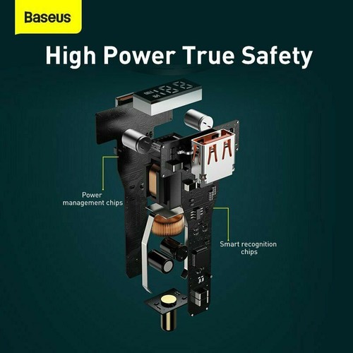 Baseus 100W Dual USB Type-C Car Charger Combo Kit Digital Display For iPhone - 第 8/12 張圖片