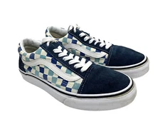 Vans Off the Wall Unisex Sneakers M 6 W 7.5 Blue Checkerboard Lace Up Shoes