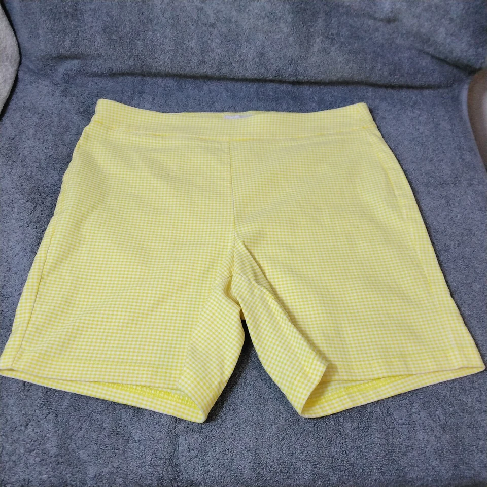 Bermudas Nanette Lepore para mujer talla M amarillas a cuadros elásticas entrepierna de 6" Foto 2 de 4