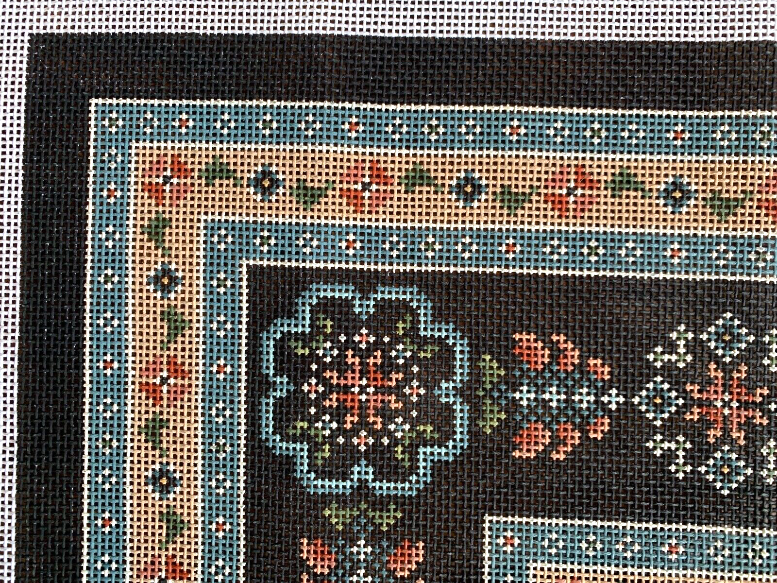 Handpainted Needlepoint Canvas Large Rug by Canvas Works , 4 FT x 4 FT