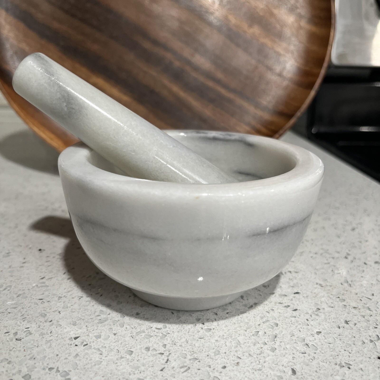 Marble Stone Mortar And Pestle 4 1/2” Wide Herb & Spice Grinder Many Uses VGUC
