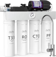 SimPure T1-400 GPD UV Tankless Reverse Osmosis Water Filtration System Purifier