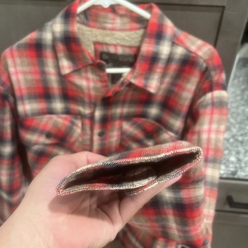 Grizzly Mountain Jacket Men's Large Red Plaid Snap Button Flannel Sherpa Lined - Picture 5 of 7