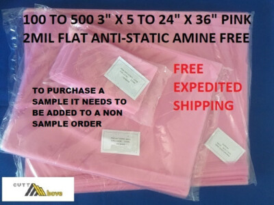 3x5 to 18x24 2Mil Pink AntiStatic Open Top Lay Flat Hard-drive Plastic Poly Bags