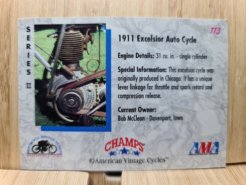 Excelsior Auto Cycle 1911๐ American Vintage Cycles #113 Card ๐FREE POST - Picture 2 of 2