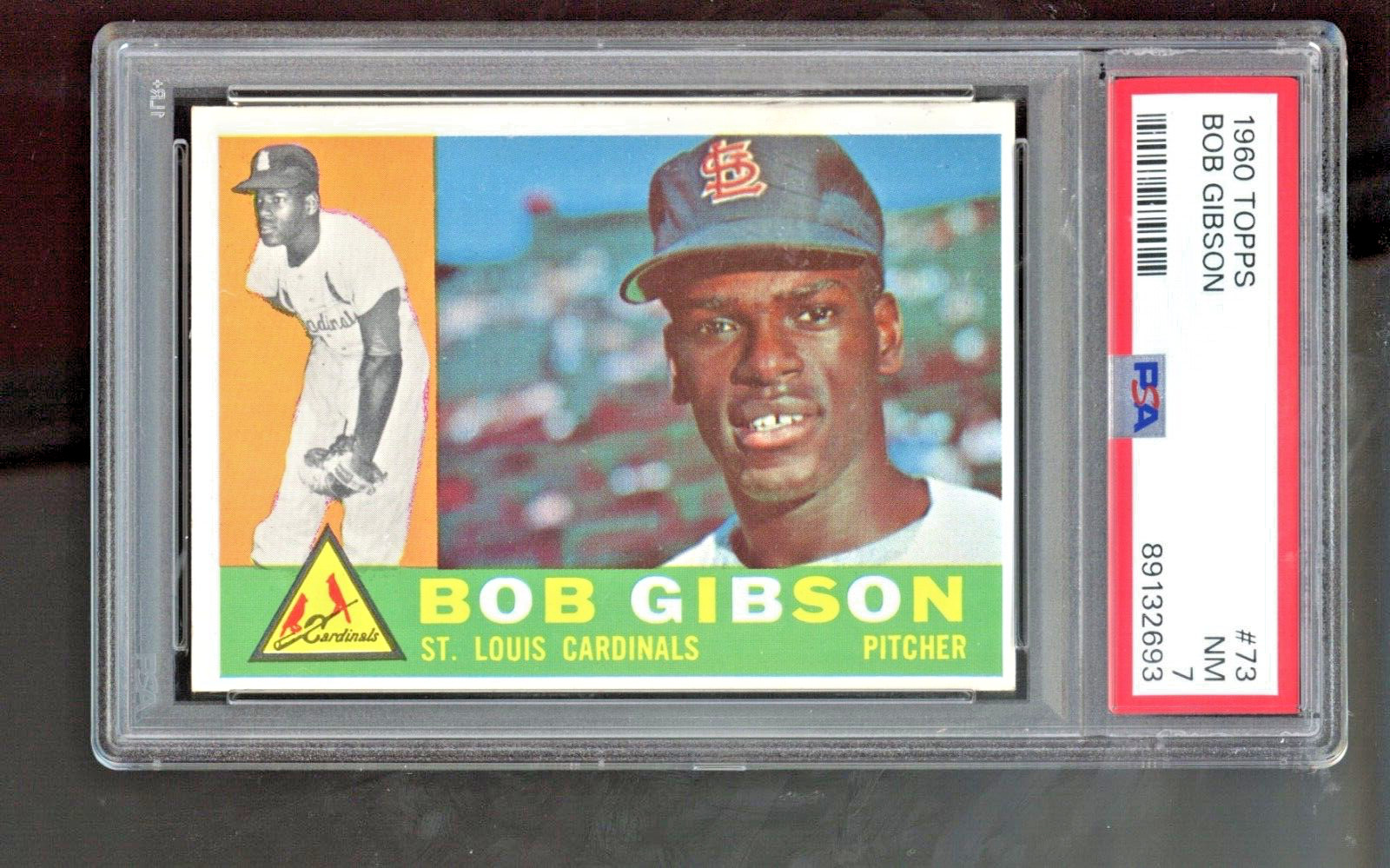 1960 Topps BOB GIBSON #73 St. Louis Cardinals HOF PSA 7 NM