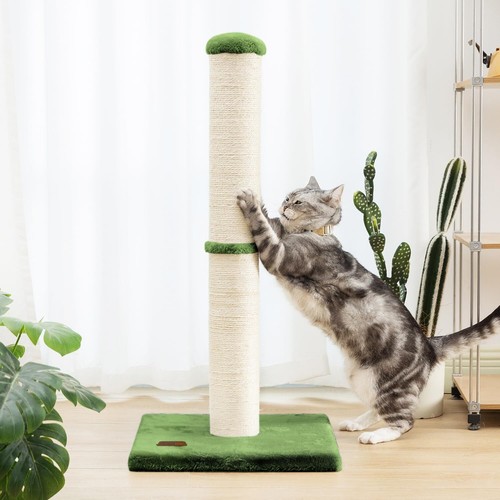 34" Green Cat Scratching Post 4.3" Diameter Natural Sisal Rope Scratcher Tree - Picture 6 of 8