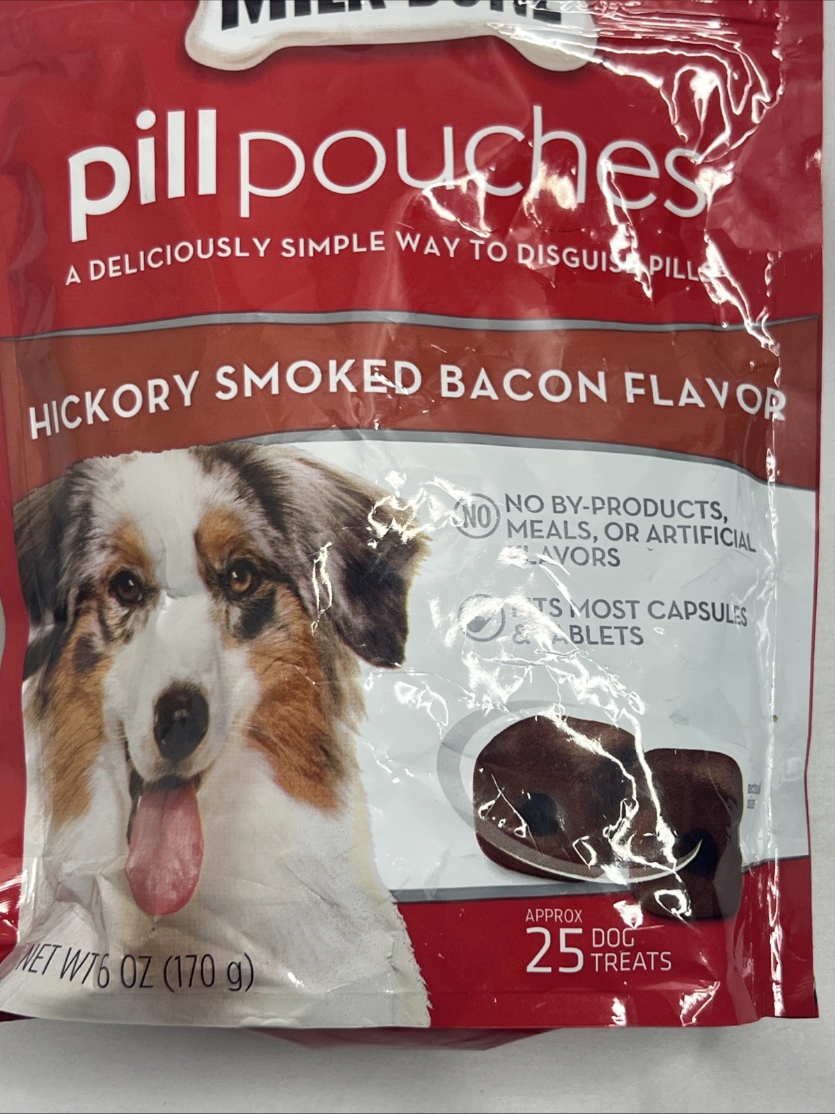 Milk-Bone Pill Pouches Dog Treats Hickory Smoked Bacon Flavor 6 Ounce 