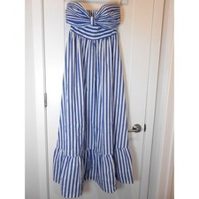 NWT Shein Vcay Stripes White Blue Dress Stripes Summer Resort Size XS / 2