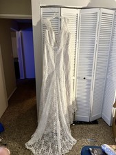 David's Bridal Wedding Dress Size 22W With Train. Ivory With Champagne Underlay.