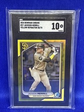 2024 BOWMAN CHROME YELLOW REFRACTOR #27 JACKSON MERRILL ROOKIE RC /75 SGC 10