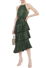 Zimmermann Espionage Silk Picnic Dress Size1 AU/UK10 US6 Asymmetric Tiered Green