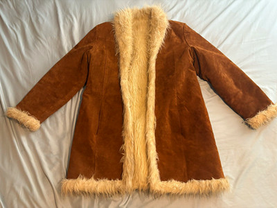 VTG Wilsons Leather Maxima Brown Suede Penny Lane Coat Faux Fur Trim Women XL